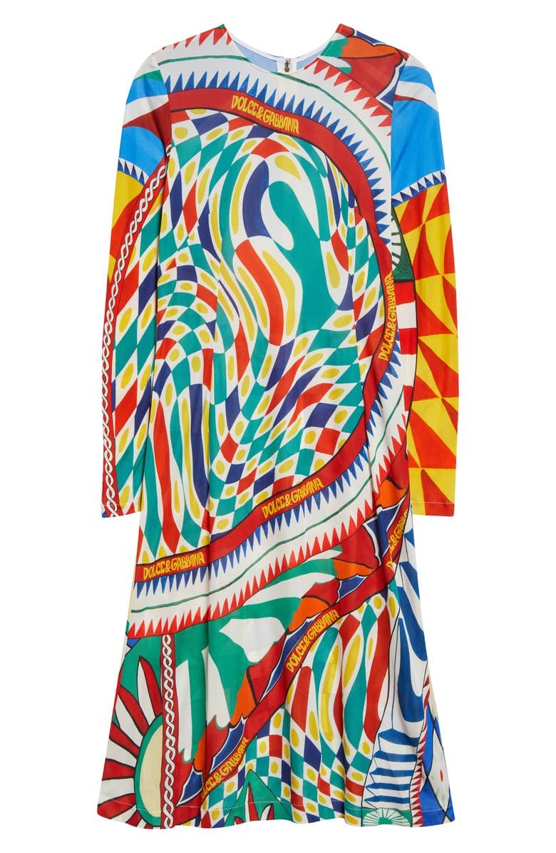 Dolce&Gabbana Carretto Print Long Sleeve Sheath Dress, Alternate, color,