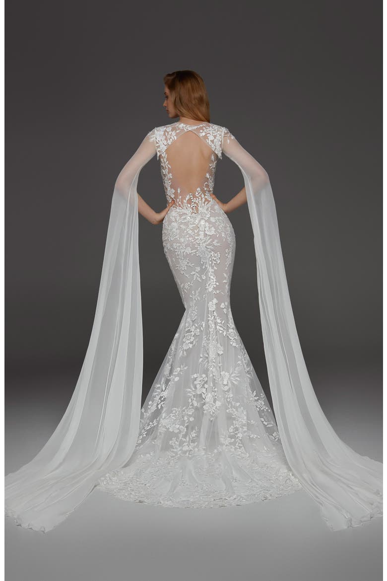 Calas Mermaid Wedding Dress, Alternate, color, OFF WH