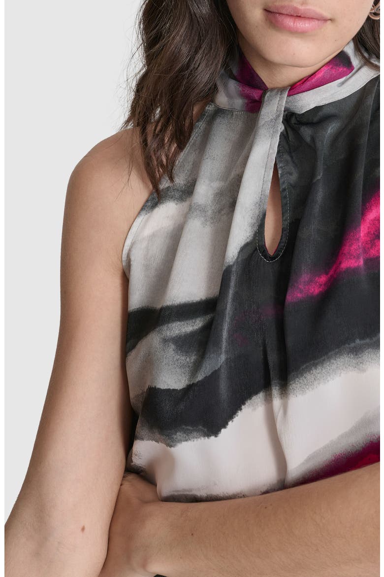 Abstract Print Sleeveless Satin Top, Alternate, color, GREY GEODE