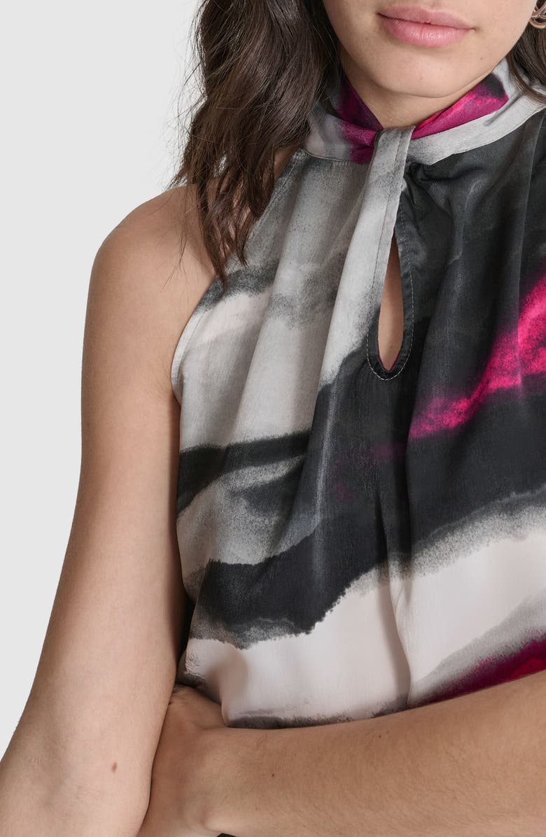 DKNY Abstract Print Sleeveless Satin Top, Alternate, color, 