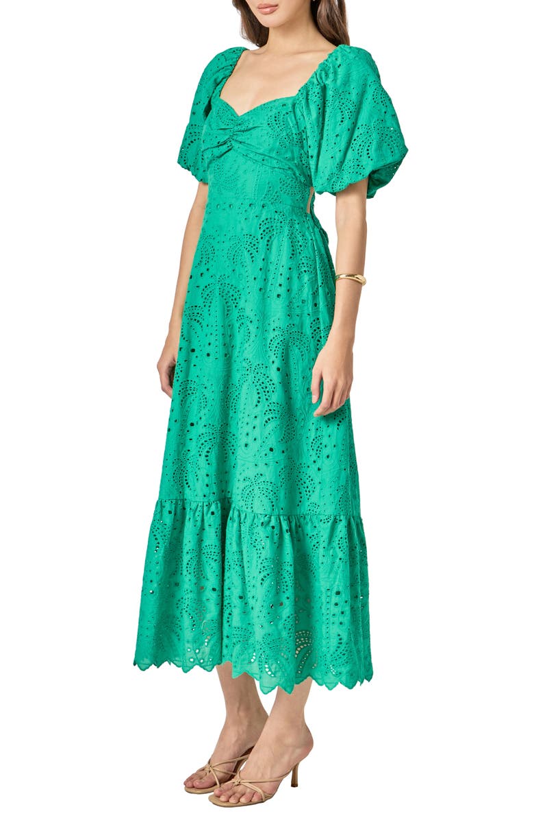 English Factory Eyelet Embroidery Maxi Dress, Alternate, color, Green