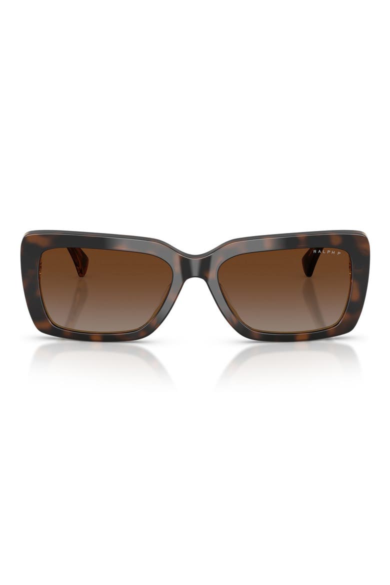 56mm Polarized Rectangular Sunglasses, Main, color, TORTOISE TRANSPARENT / POLAR