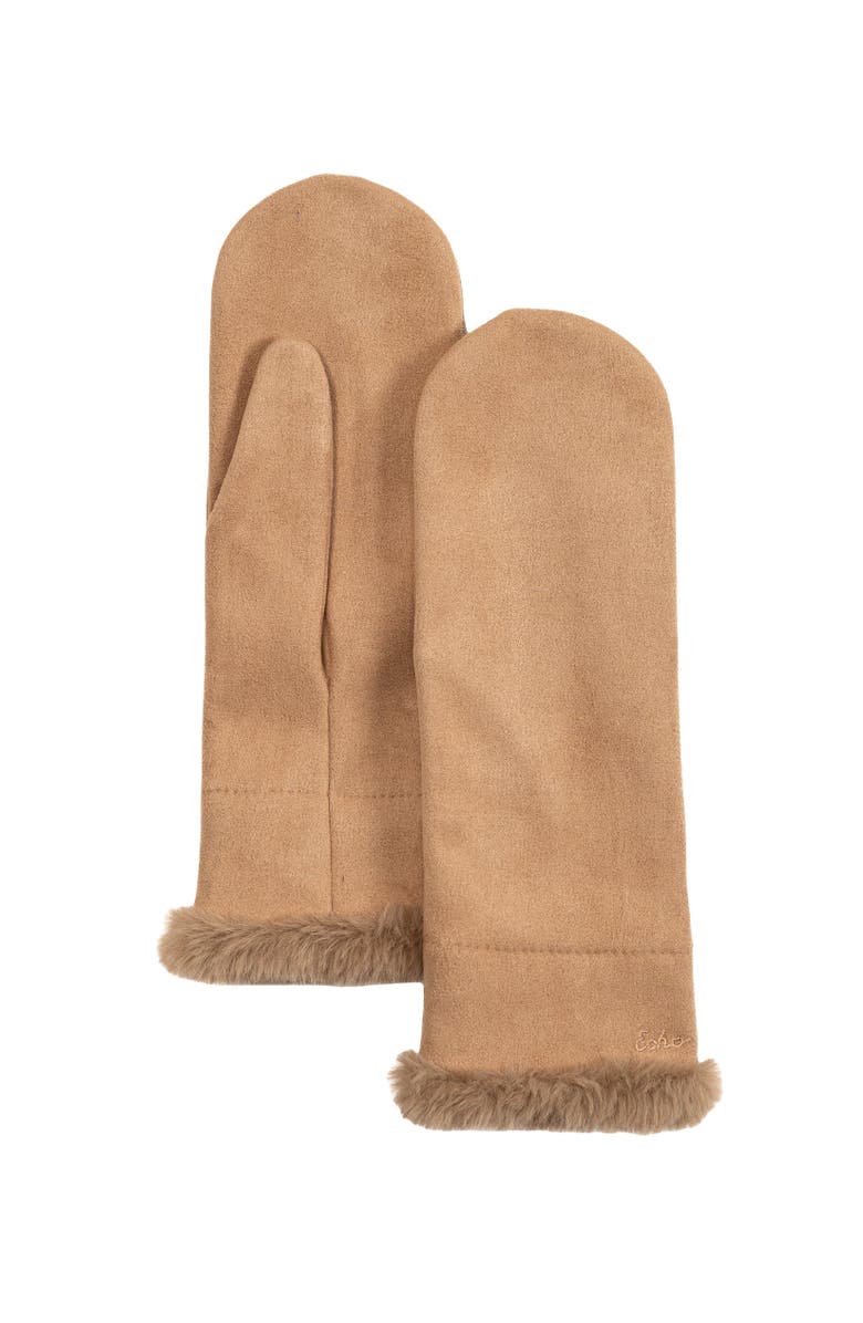 Echo Stretch Suede Mitten, Main, color, Camel