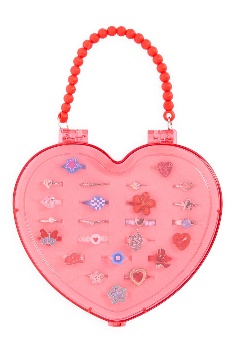 Kids' 24-Piece Americana Heart Ring Set, Main, color, RED MULTI
