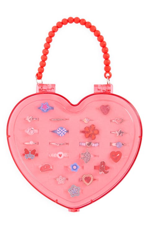 Kids' 24-Piece Americana Heart Ring Set