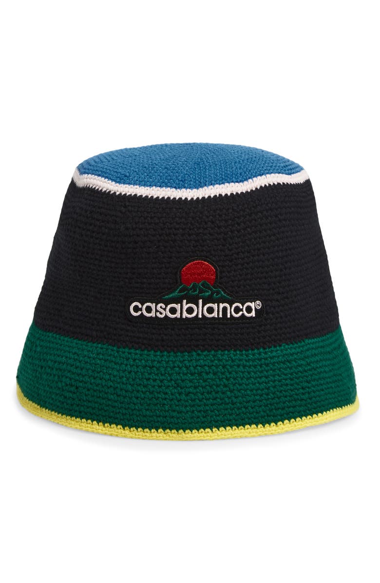 Casablanca Montagne Logo Colorblock Cotton Crochet Hat, Main, color, 