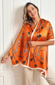 SILKSILKY Silk Printed Rectangular Long Stole Scarf