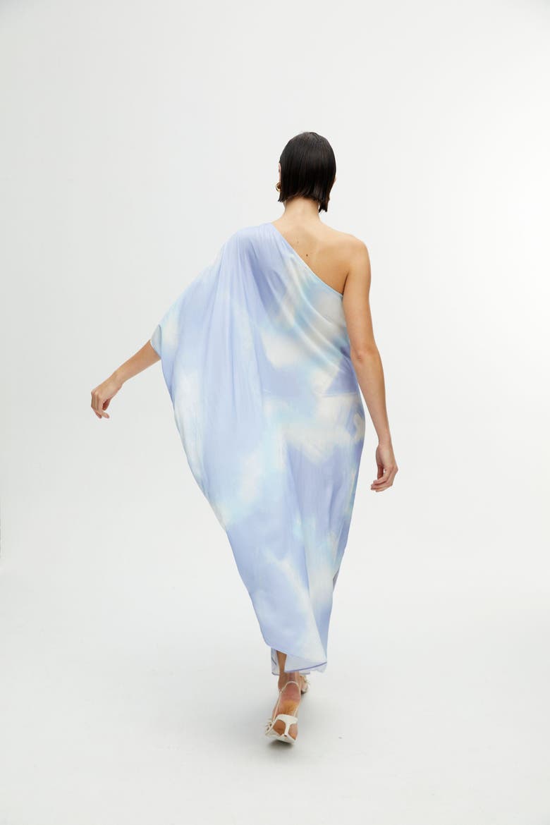 One-Shoulder Cape Midi-Dress, Alternate, color, Multi-Colored