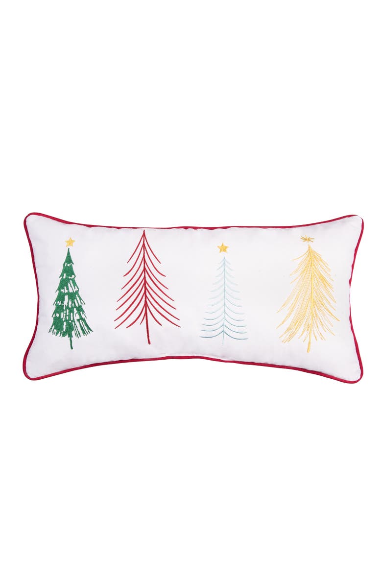carol & frank Colorful Trees Throw Pillow, 12" x 24", Main, color, Red