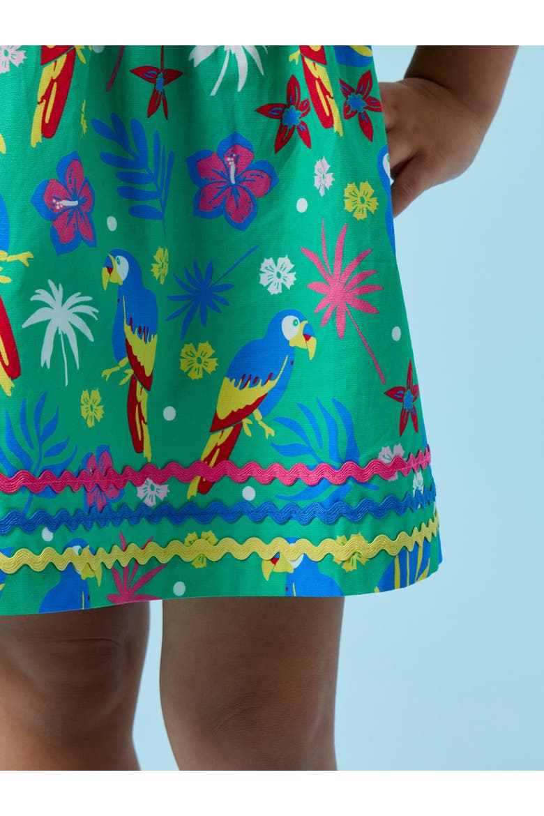 Woven Butterfly Sleeve Bow Dress, Alternate, color, Parrot Palms