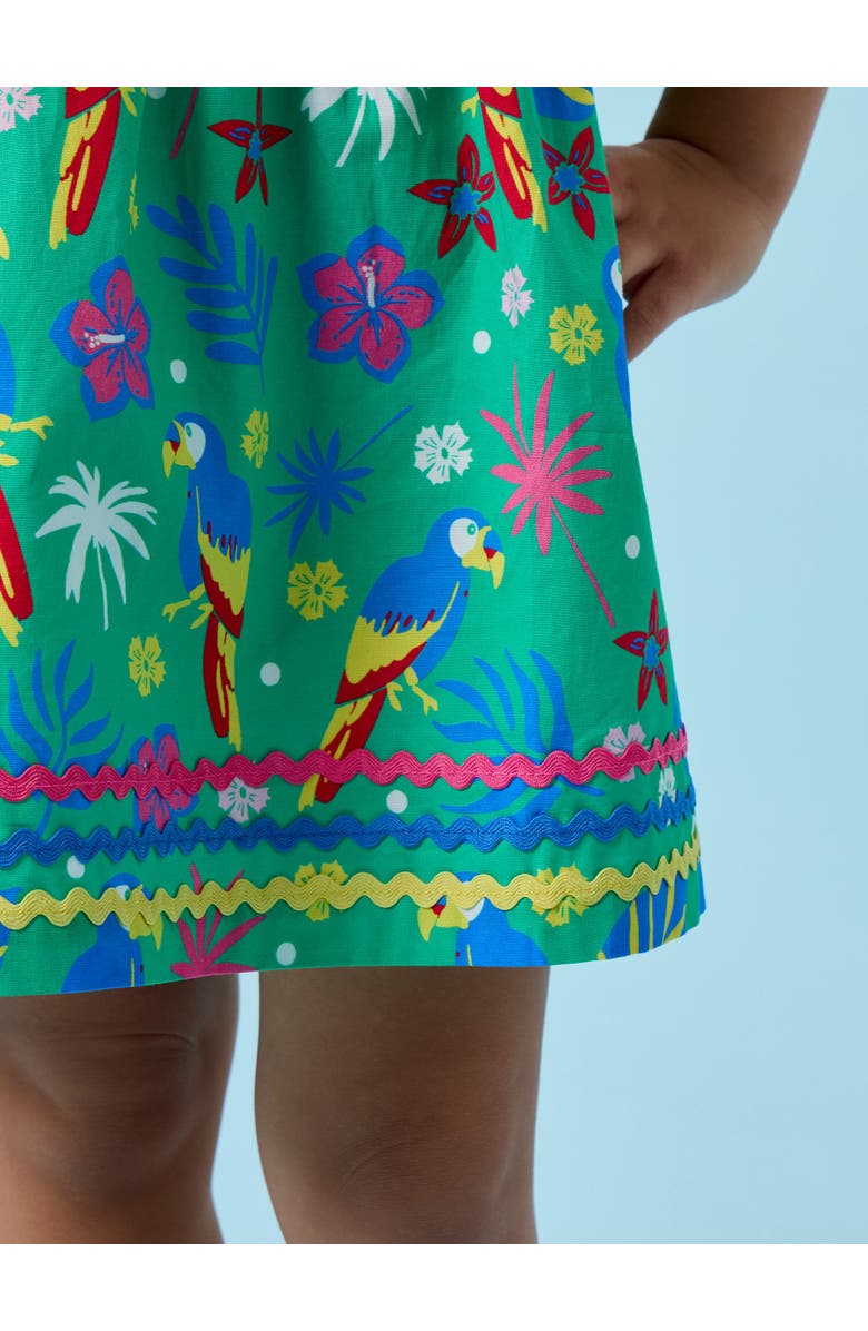 RuffleButts Woven Butterfly Sleeve Bow Dress, Alternate, color, Parrot Palms