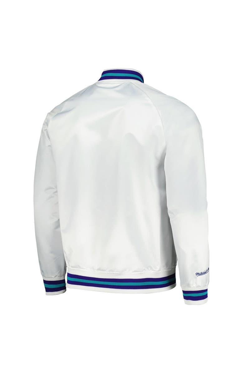 Mitchell & Ness Men's Mitchell & Ness White Charlotte Hornets Hardwood Classics  Throwback Wordmark Raglan Full-Snap Jacket, Alternate, color, 