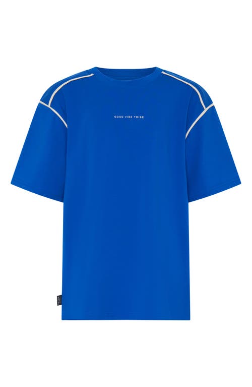 Tiny Tribe Kids' Good Vibe Piped Cotton T-shirt In Blue
