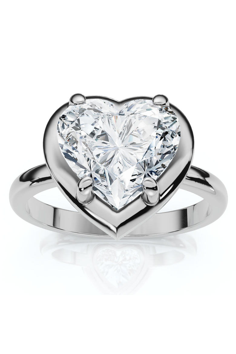 Certified 2 1/2Ct Heart Diamond Button Engagement Ring 14k Gold or Pt Lab Grown, Main, color, 14k White Gold