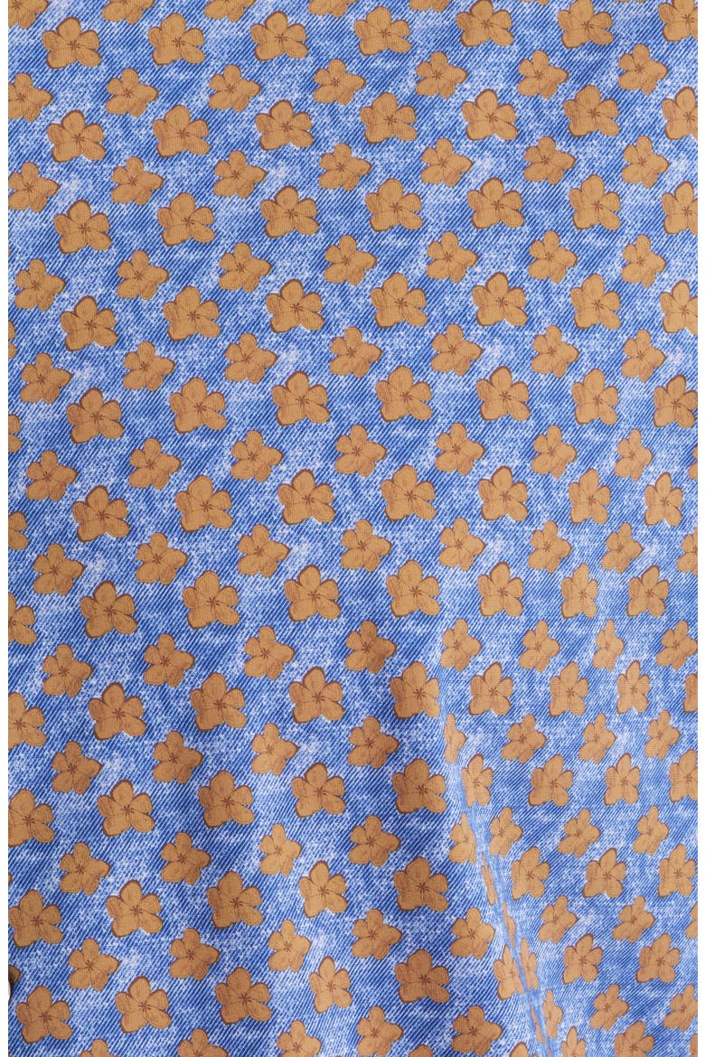 Flowers Floral Print Knit Nylon Blend Dress Shirt, Alternate, color, BLUE