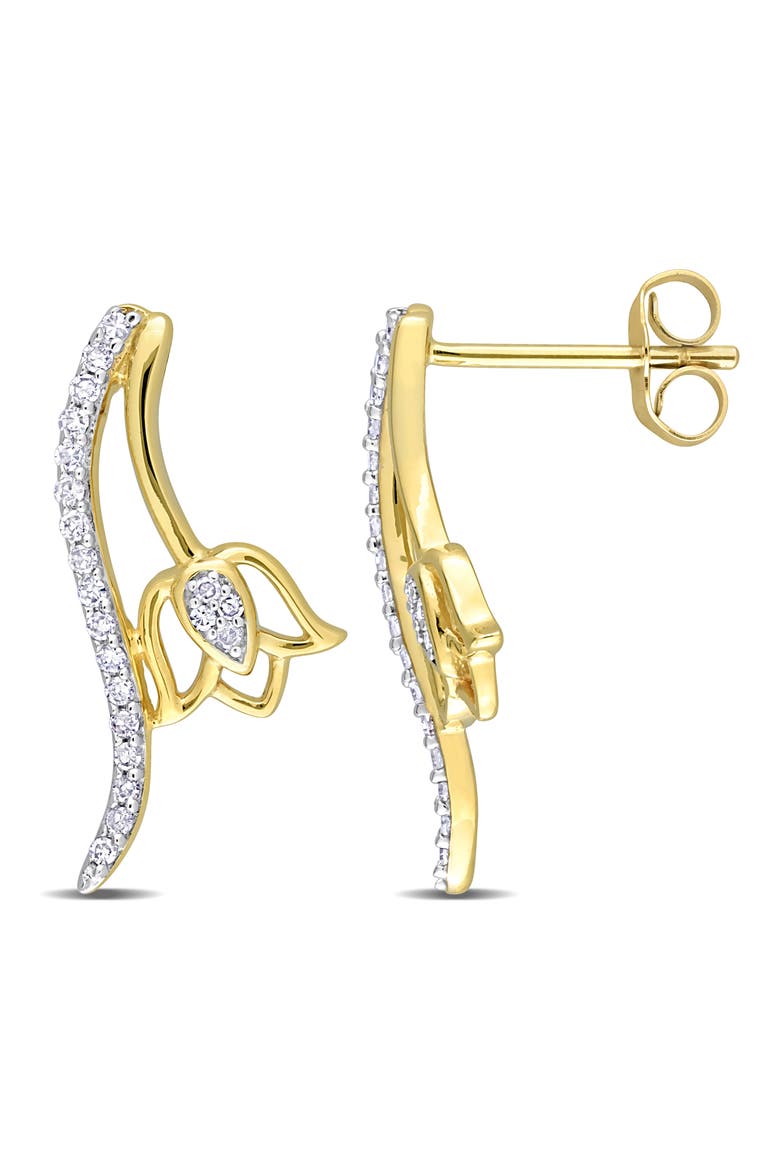 Diamond Floral Stud Earrings - 0.19ct., Main, color, GOLD