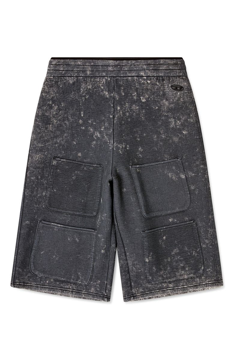 DIESEL<sup>®</sup> Gender Inclusive S-Typ Marble Effect Wide Leg Utility Shorts, Alternate, color, Black/ Denim