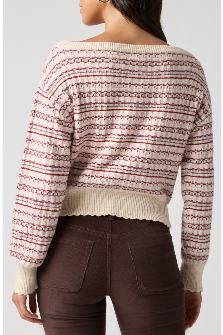 Off the Shoulder Textured Sweater, Alternate, color, BURGUNDY MULTI