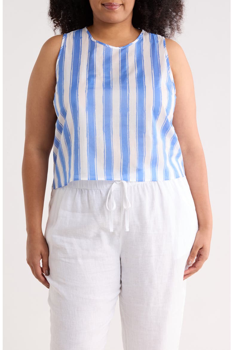 Striped Cotton Shell, Main, color, BLUE/ WHITE