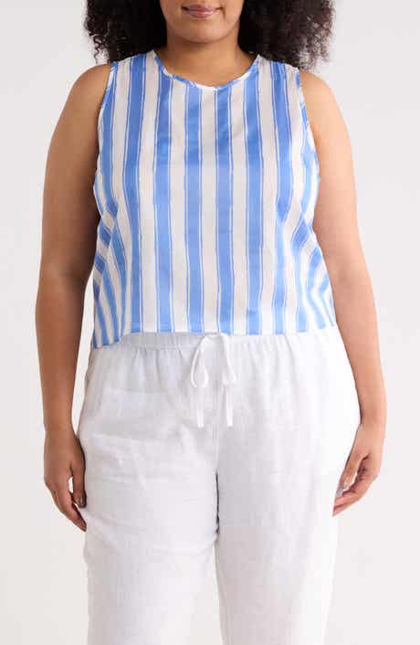 Renee C Striped Cotton Shell