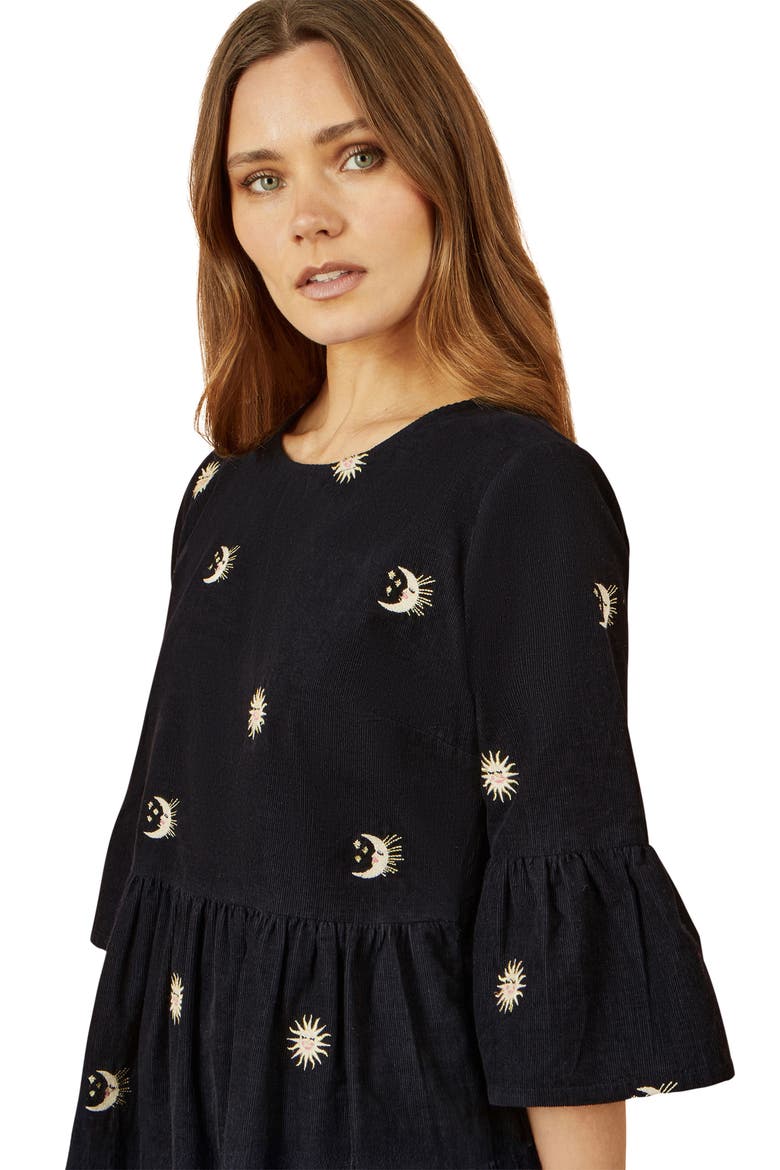 Cosmic Embroidered Cord Mini Dress, Alternate, color, Black