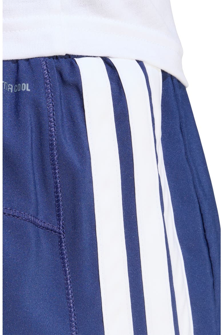 Pacer High Waist Climacool Shorts, Alternate, color, DARK BLUE/ WHITE