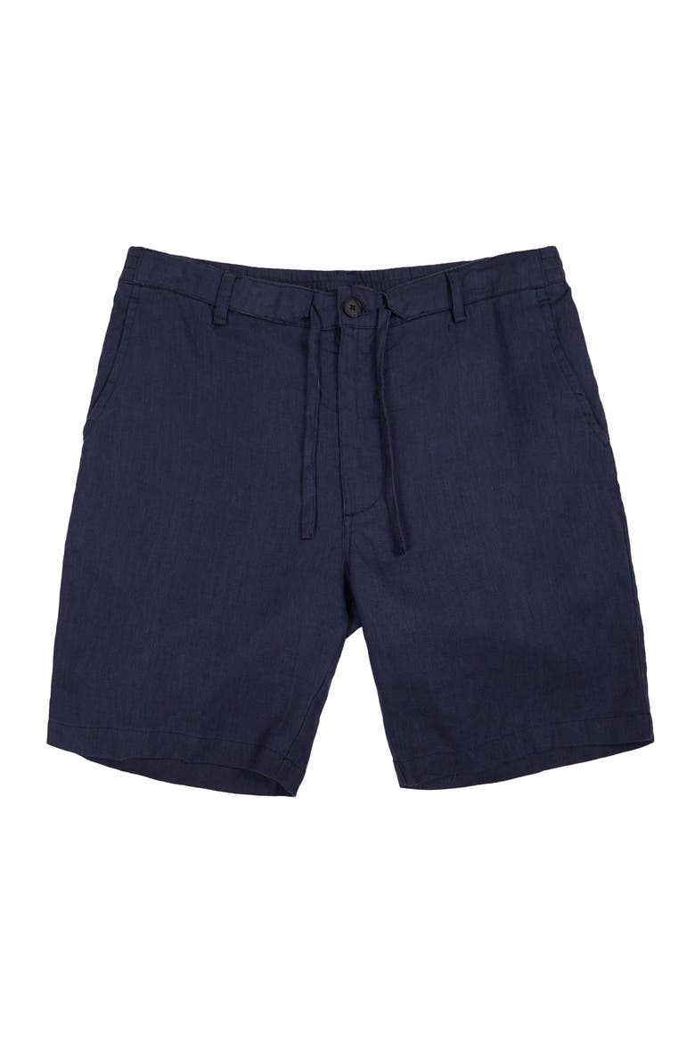 Solid Linen Drawstring Short, Alternate, color, NAVY