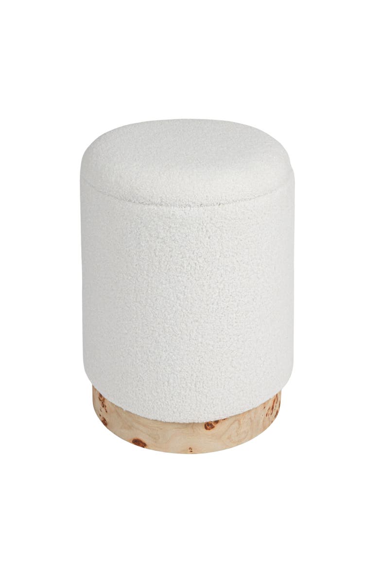 Storied Home Round Boucle Upholstered Storage Stool with Removeable Lid, Cream, Main, color, Cream