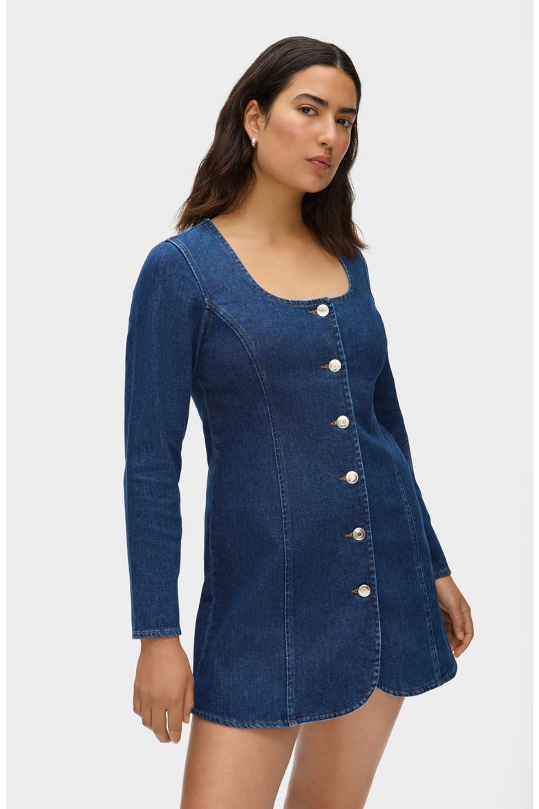 Pax Denim Minidress, Alternate, color, MID BLUE