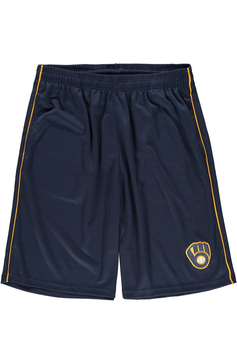 MAJESTIC Men's Fanatics Branded Navy Milwaukee Brewers Big & Tall Mesh Shorts, Main, color, 