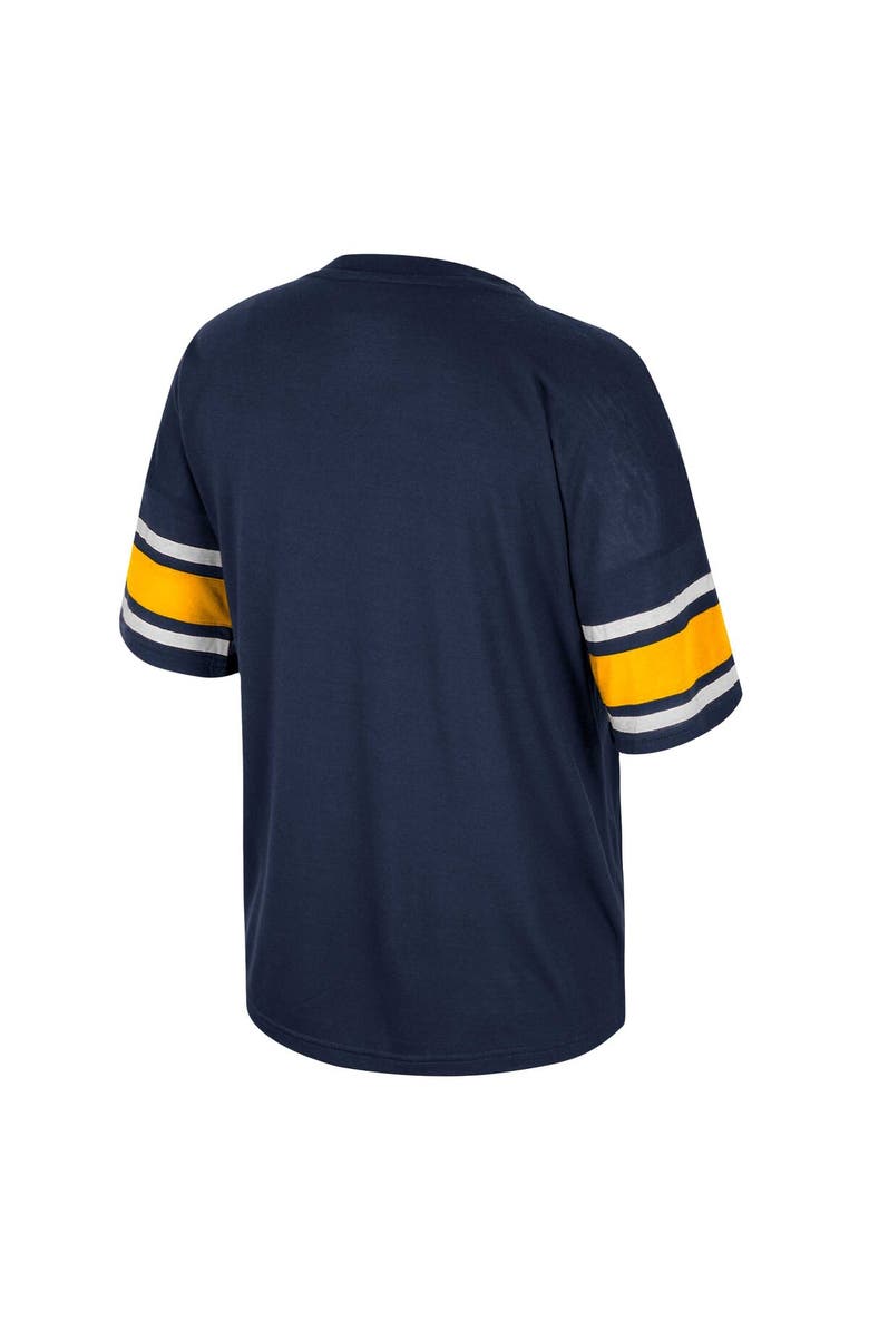 COLOSSEUM Women's Colosseum Navy West Virginia Mountaineers I'm Gliding Here Rhinestone T-Shirt, Alternate, color, 