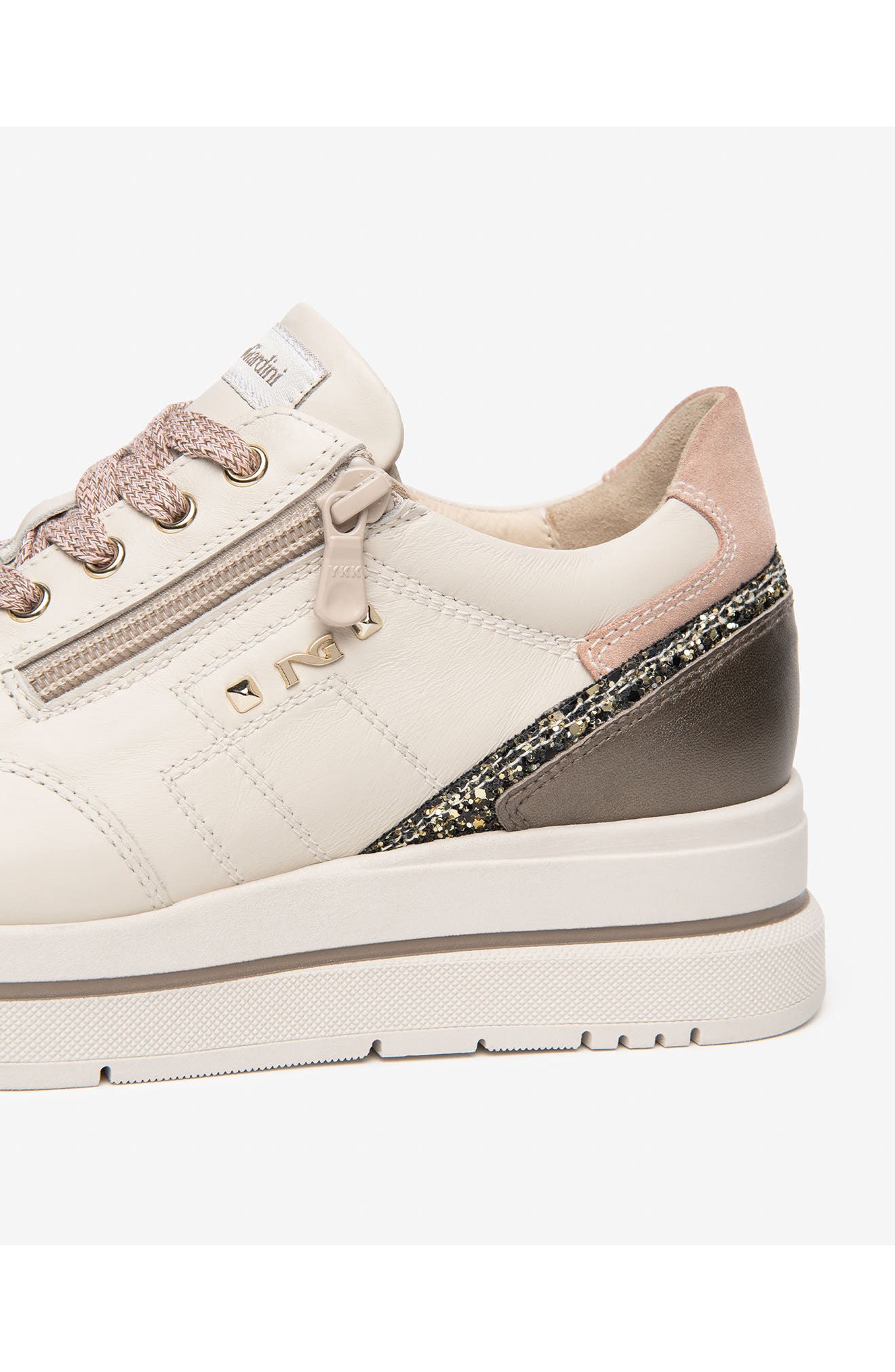 Platform Mixed Media Sneaker, Alternate, color, BEIGE MULTI