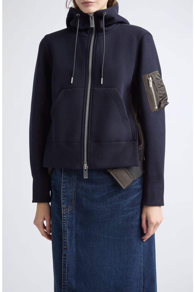 Sponge Sweat Full Zip Hoodie, Main, color, NAVY/ DARK KHAKI
