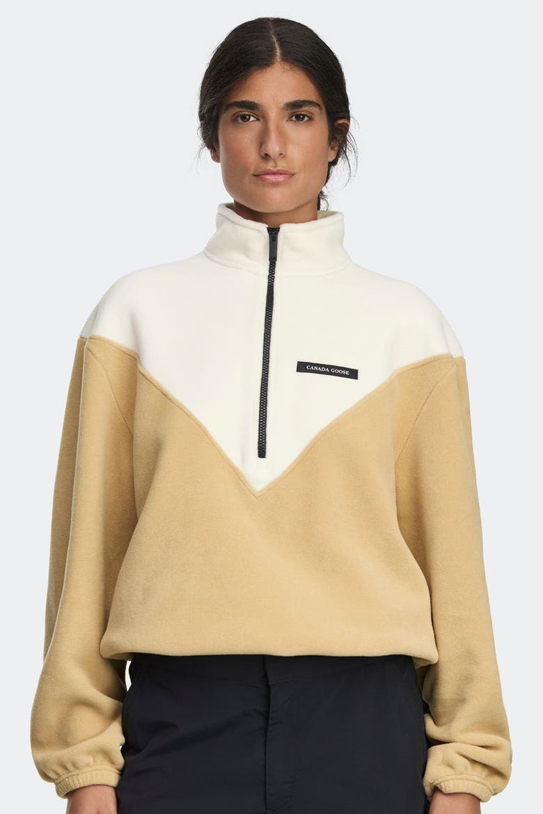 Tayen Colour Block Fleece Quarter Zip, Alternate, color, Bone/Timber Sand