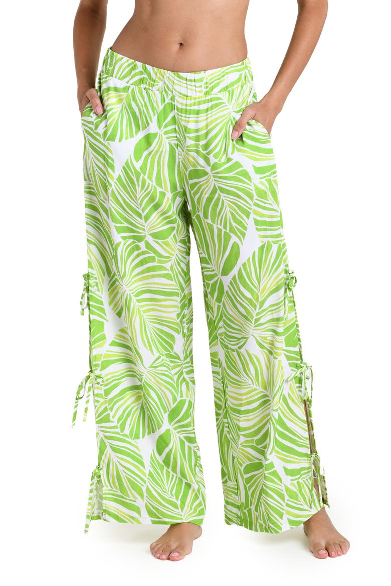 Serene Palm Cover-Up Pants, Alternate, color, APPLE