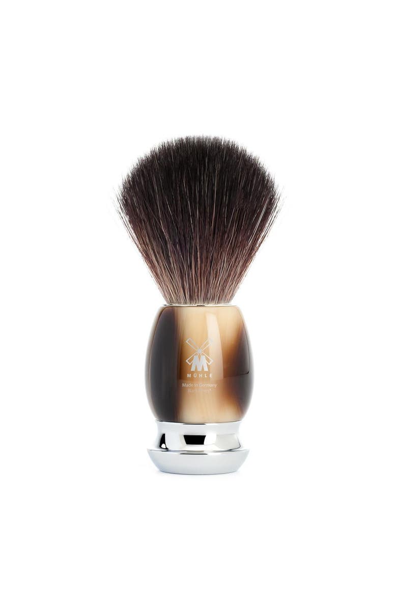 MÜHLE Vivo Brown Horn Black Fiber Shaving Brush, Main, color, Brown Horn
