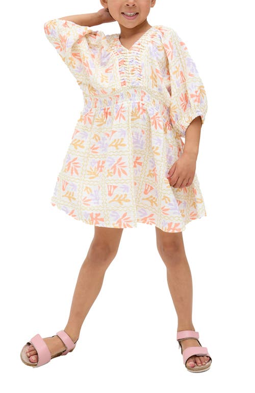 Raffya Kids Soipoi Ruched V-neck Dress In Multi