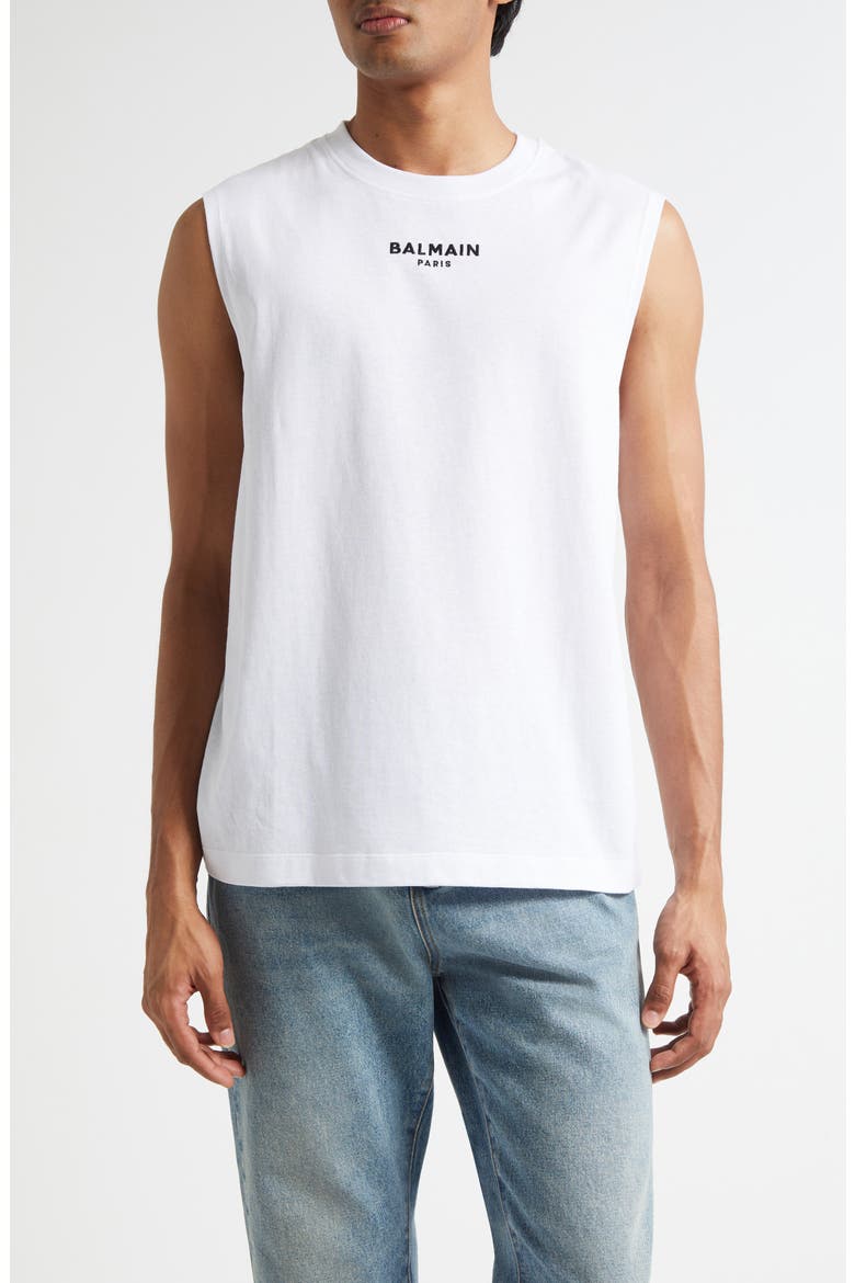 Embroidered Logo Tank, Main, color, GAB WHITE/ BLACK