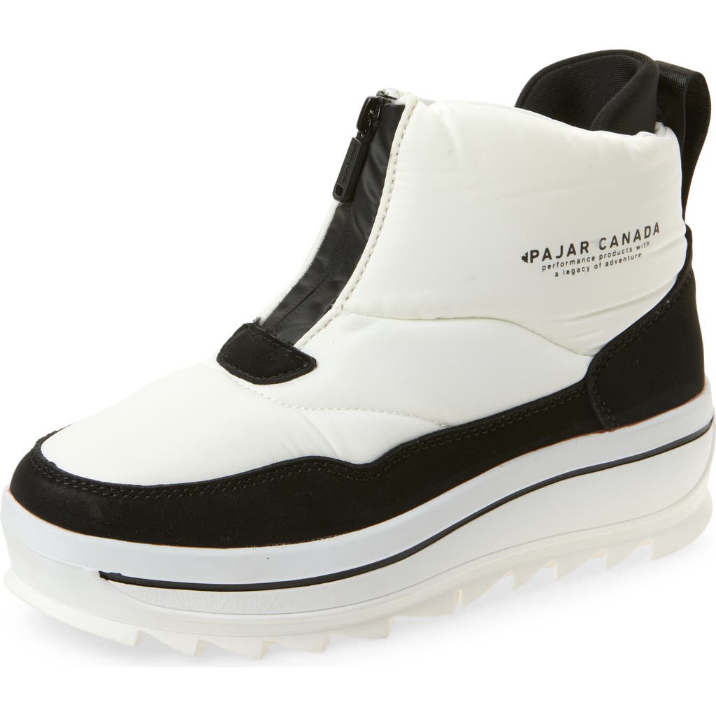 Pajar Gala Front Zip Waterproof Platform Ankle Bootie In White