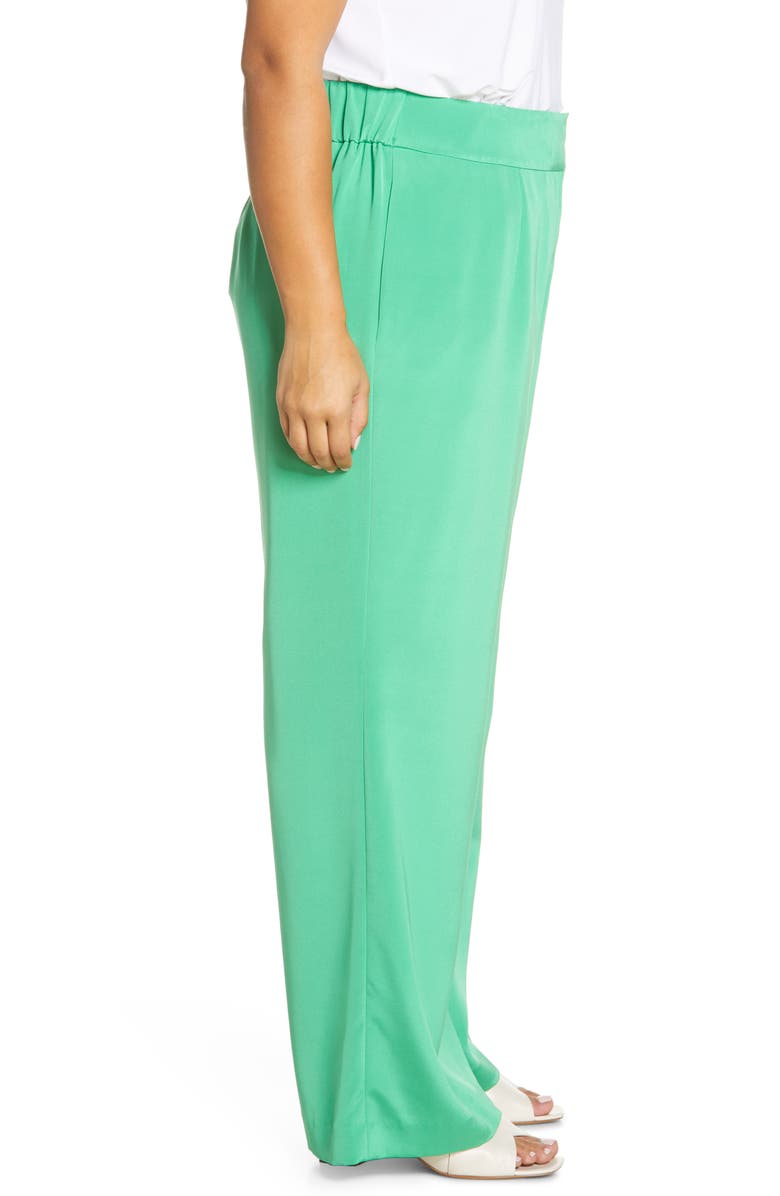 Lafayette 148 New York Dalton Stretch Silk Wide Leg Pants, Alternate, color, Garden Green