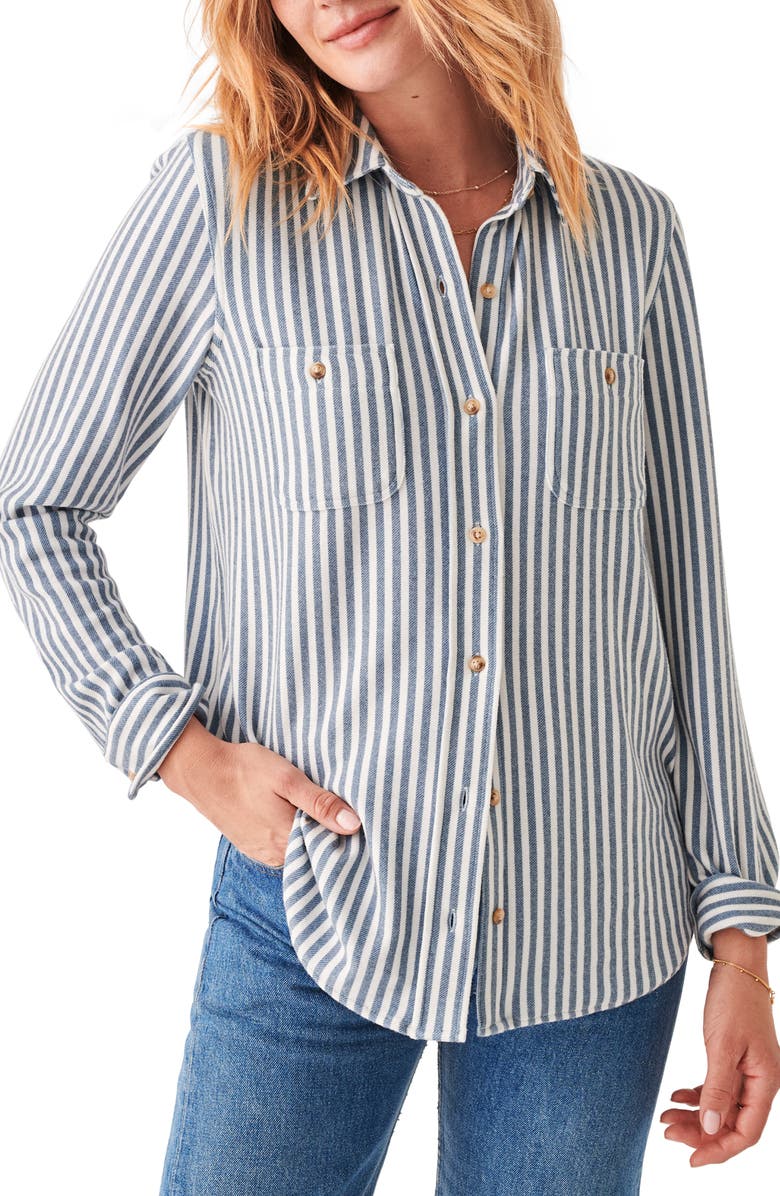 Faherty Legend Stripe Shirt, Main, color, Navy Blazer Stripe