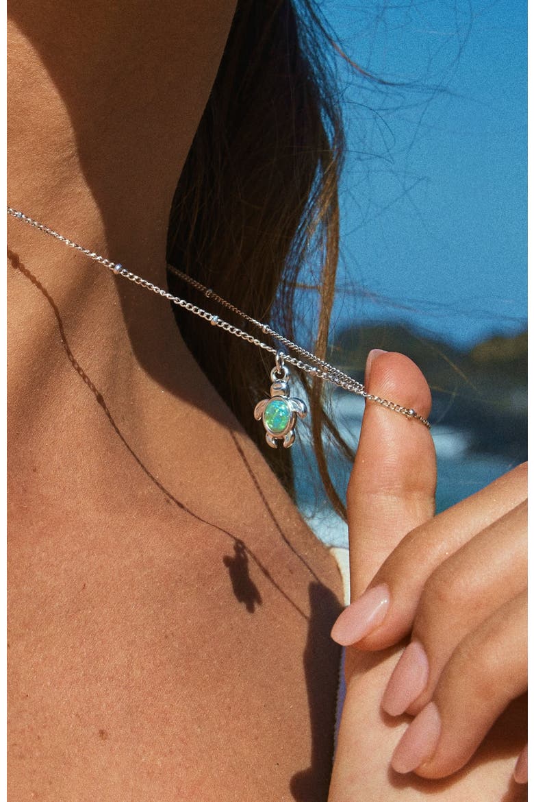 Opal Turtle Necklace, Alternate, color, Silver