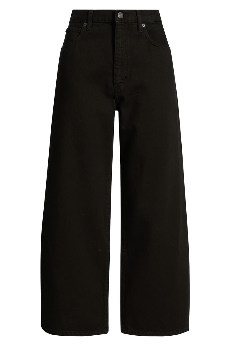 The Bow Crop Barrel Leg Jeans, Alternate, color, BLACK