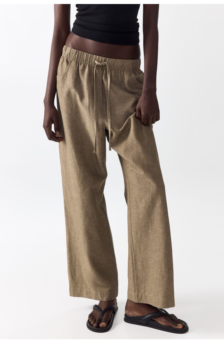 H&M Straight Drawstring Trousers, Alternate, color, Dark Beige