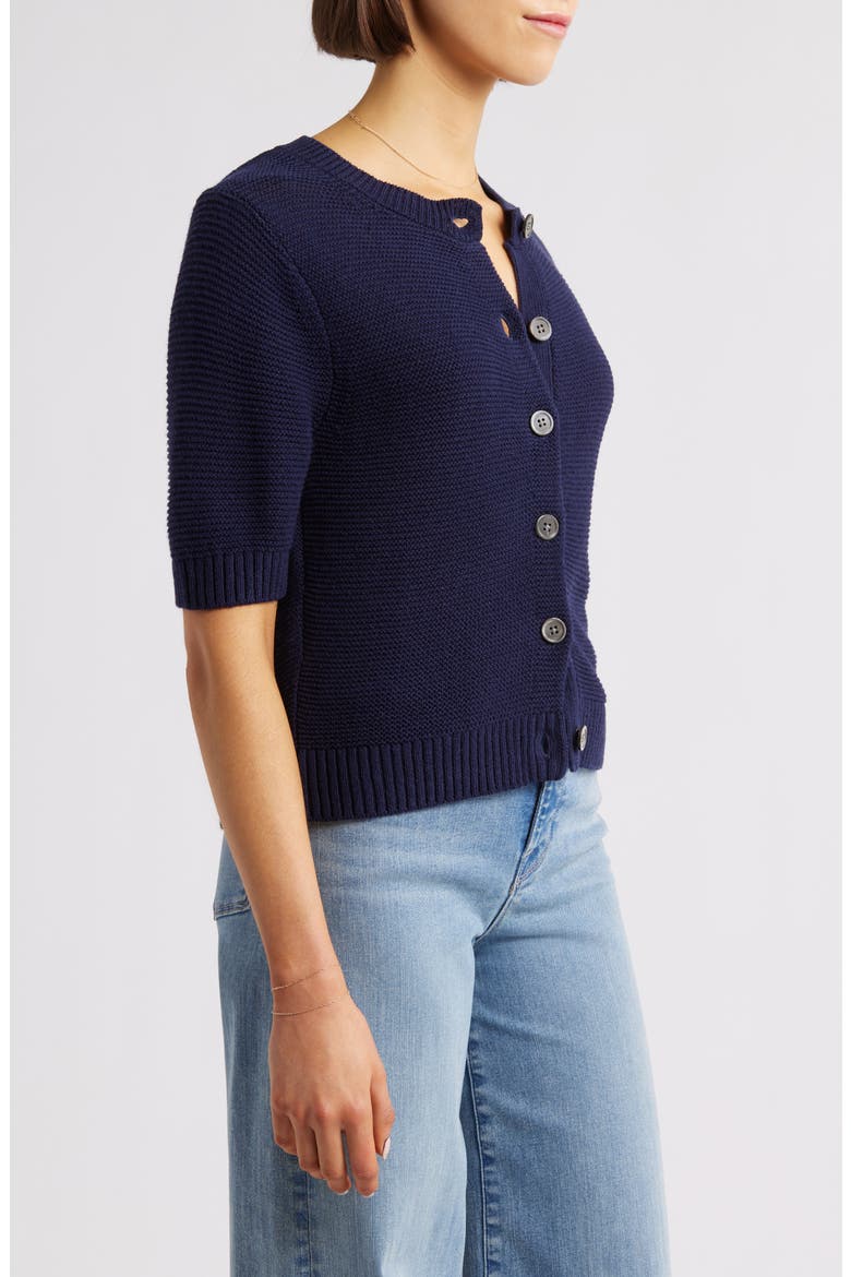 Elle Elbow Sleeve Linen & Cotton Button-Up Sweater, Alternate, color, NAVY NIGHT