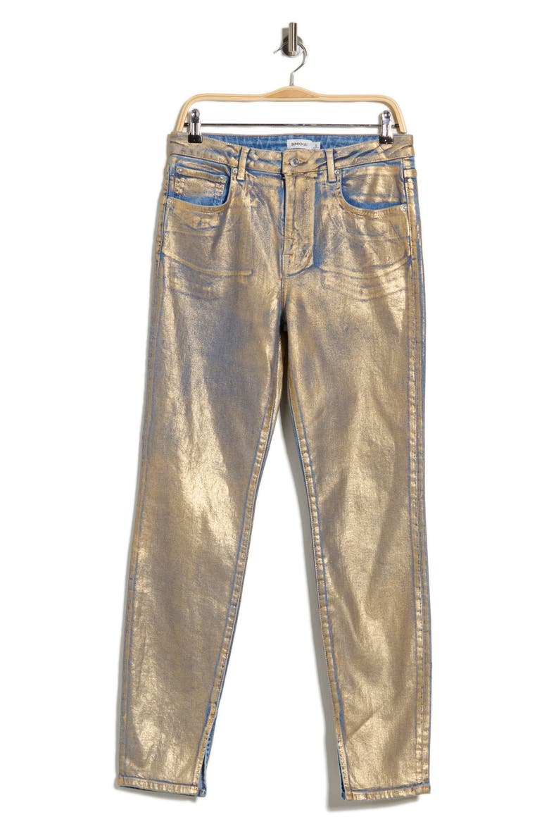 Rae High Waist Ankle Skinny Jeans, Main, color, MATTE GOLD