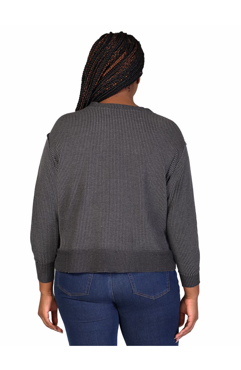 24seven Comfort Apparel Relaxed Fit Ribbed Knit V-Neck Sweatshirt Top, Alternate, color, 