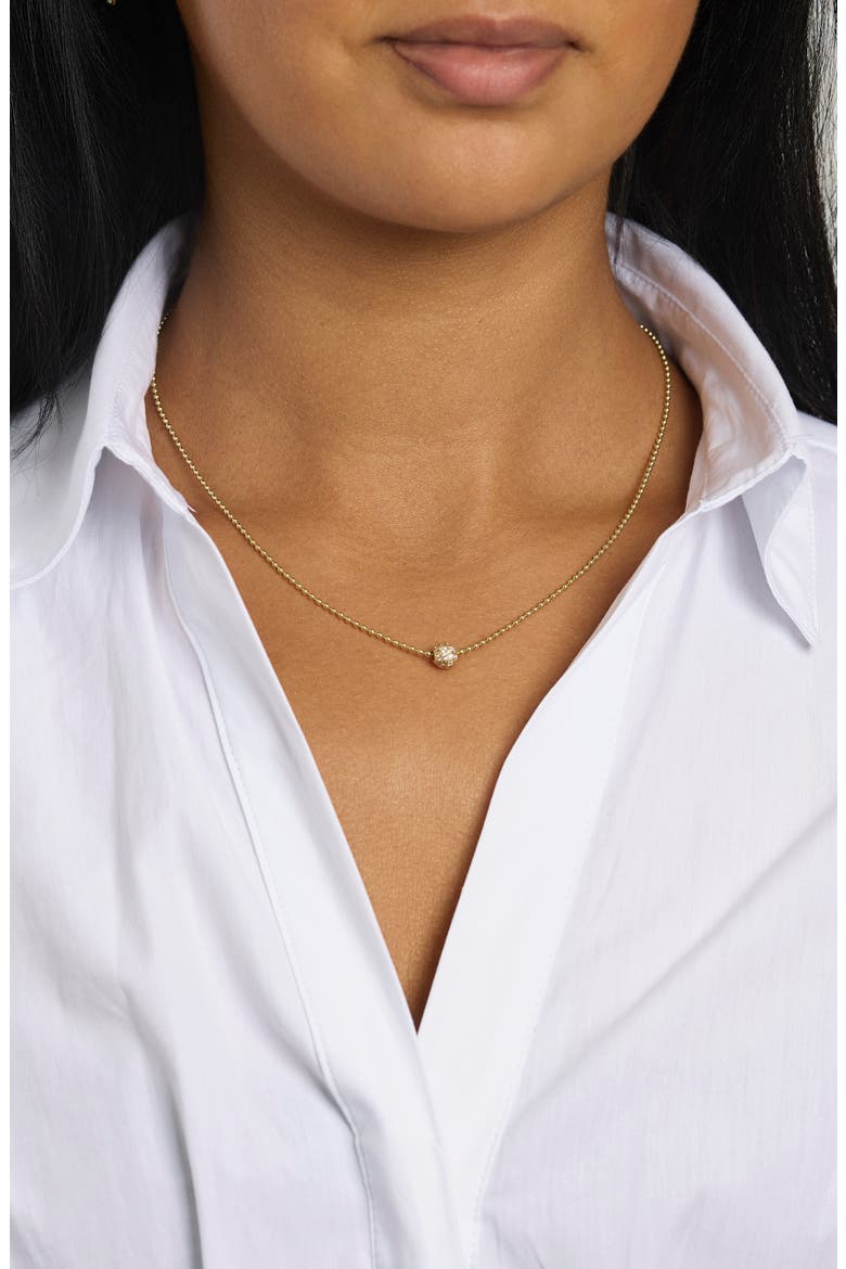 Pavé CZ Ball Beaded Necklace, Alternate, color, GOLD