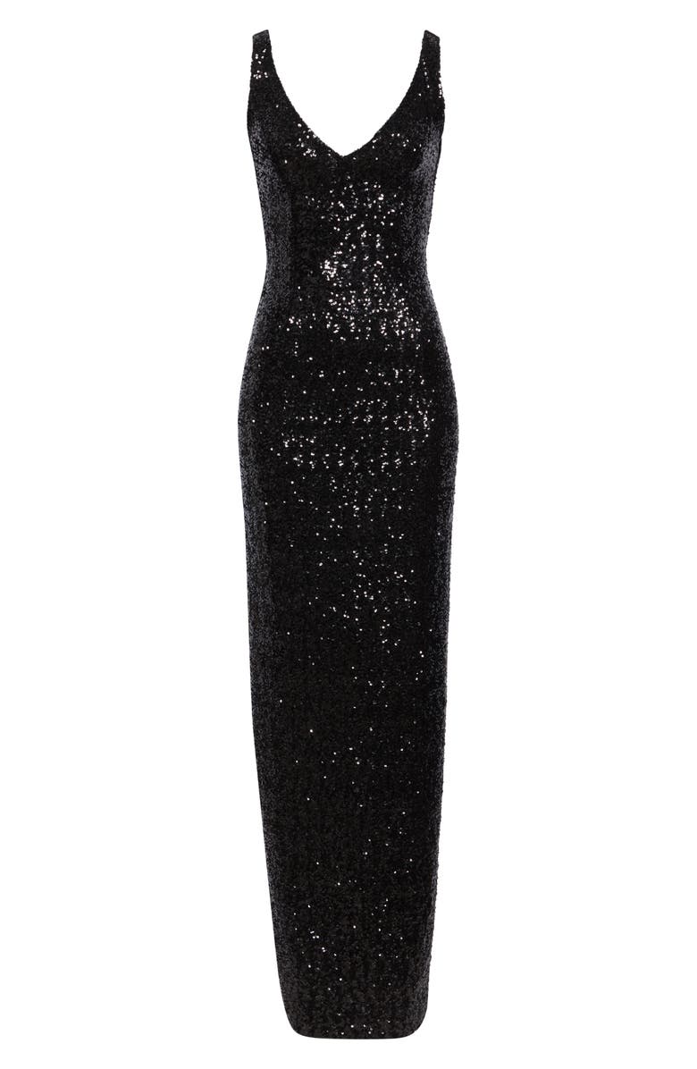 Michael Kors Collection Sequin Column Gown, Alternate, color, Black