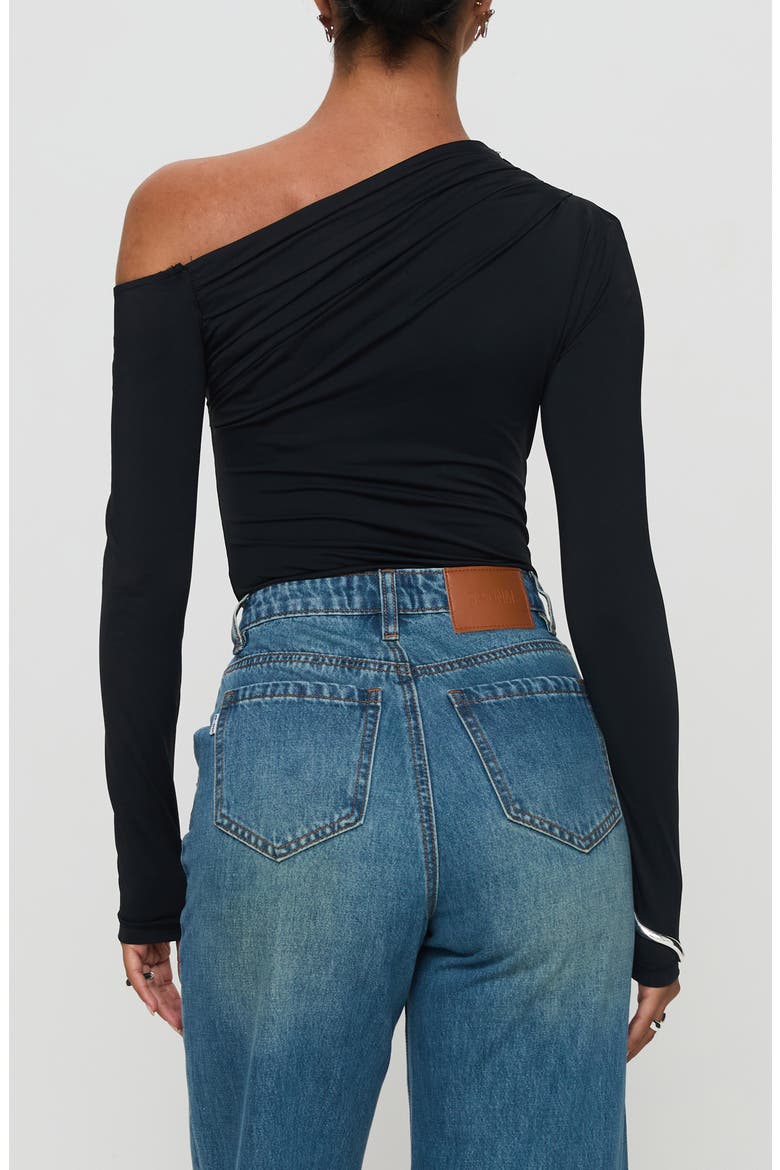 Antilles One-Shoulder Long Sleeve Bodysuit, Alternate, color, BLACK